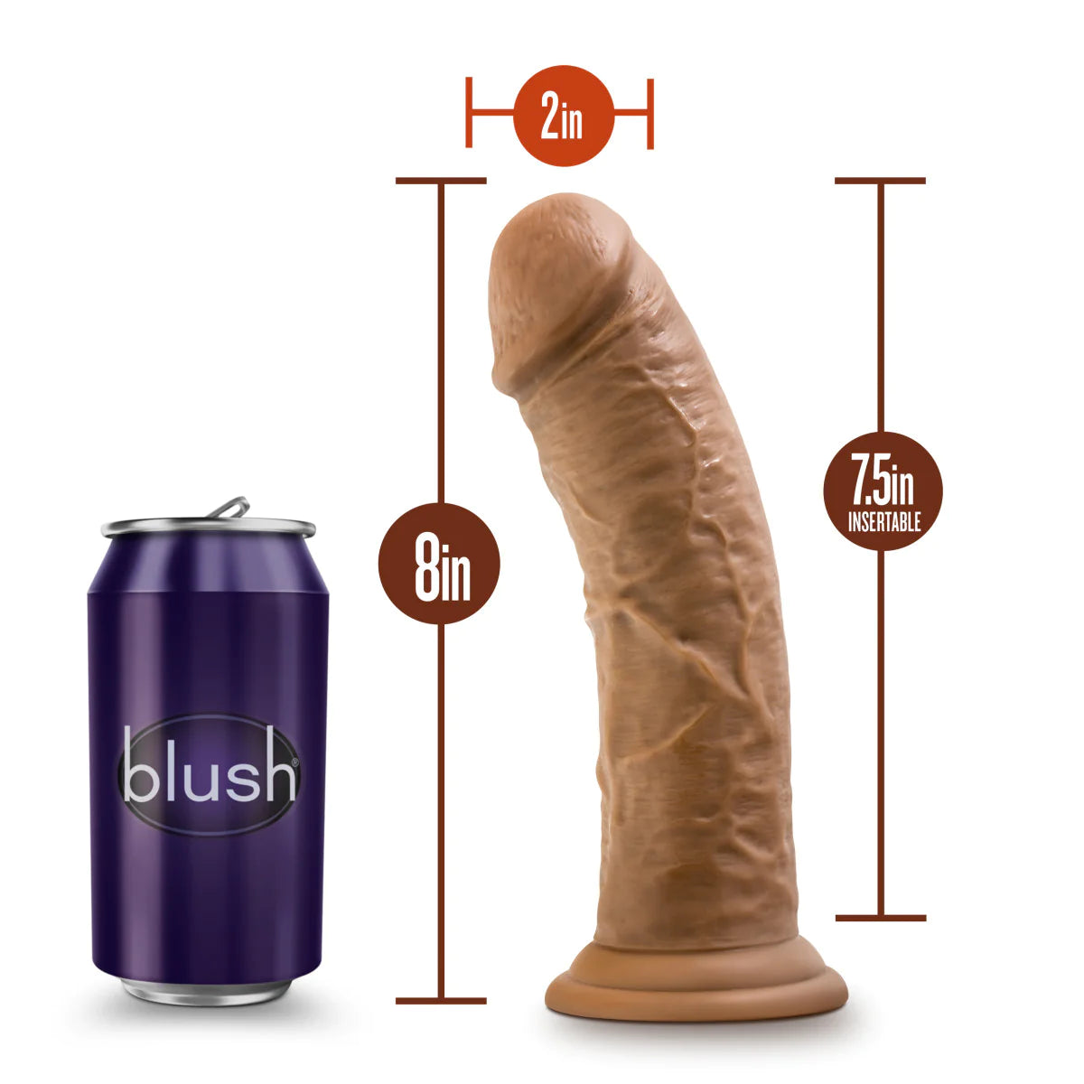 Dr. Skin Realistic Mocha 8-Inch Long Dildo