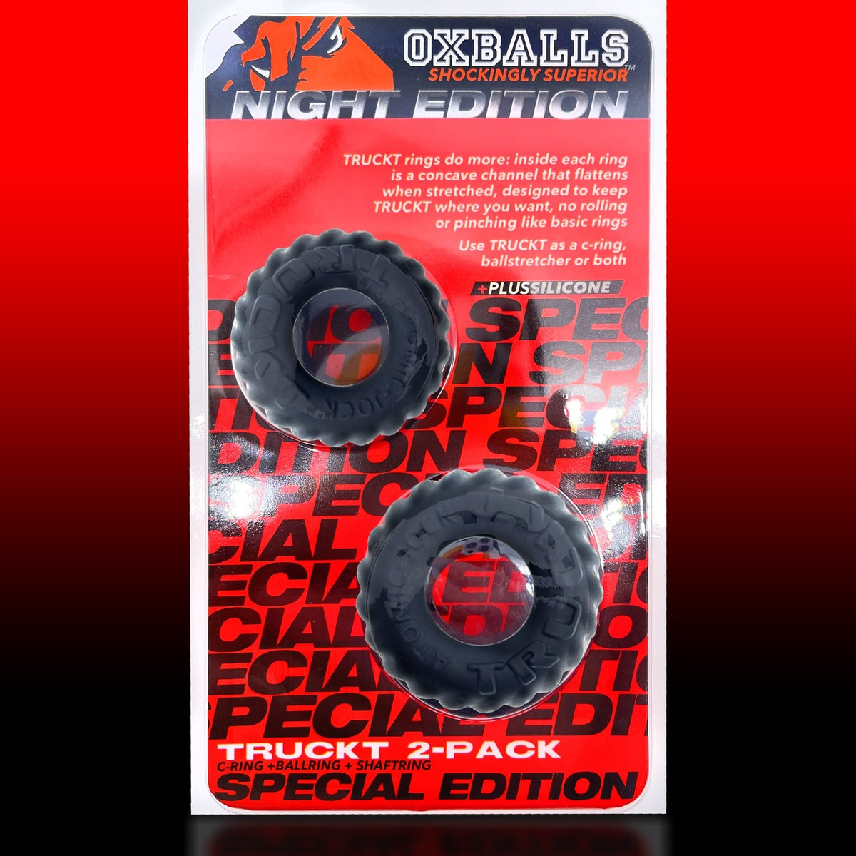 Oxballs Truckt Cock Ring (2 Pack) - Night Edition