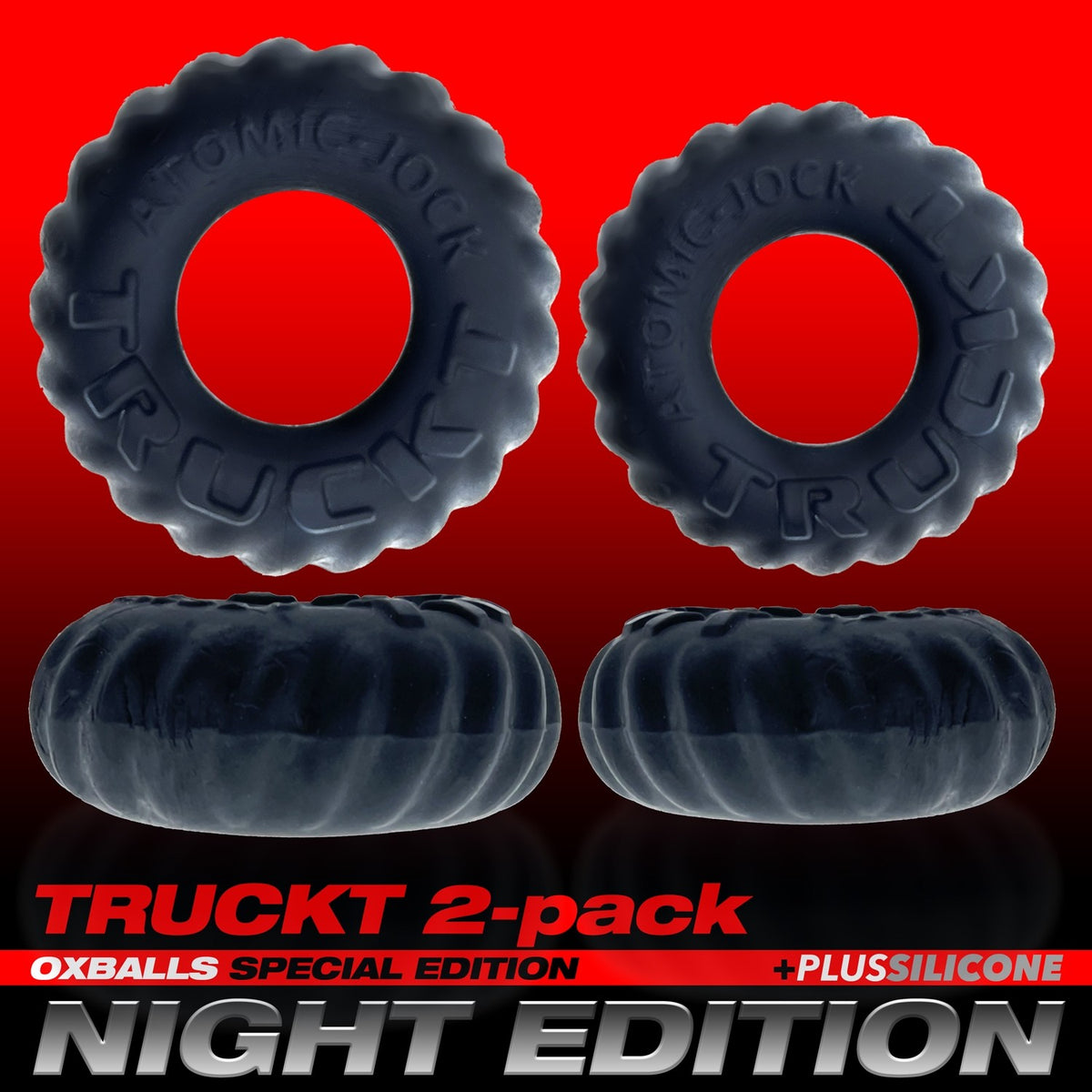 Oxballs Truckt Cock Ring (2 Pack) - Night Edition