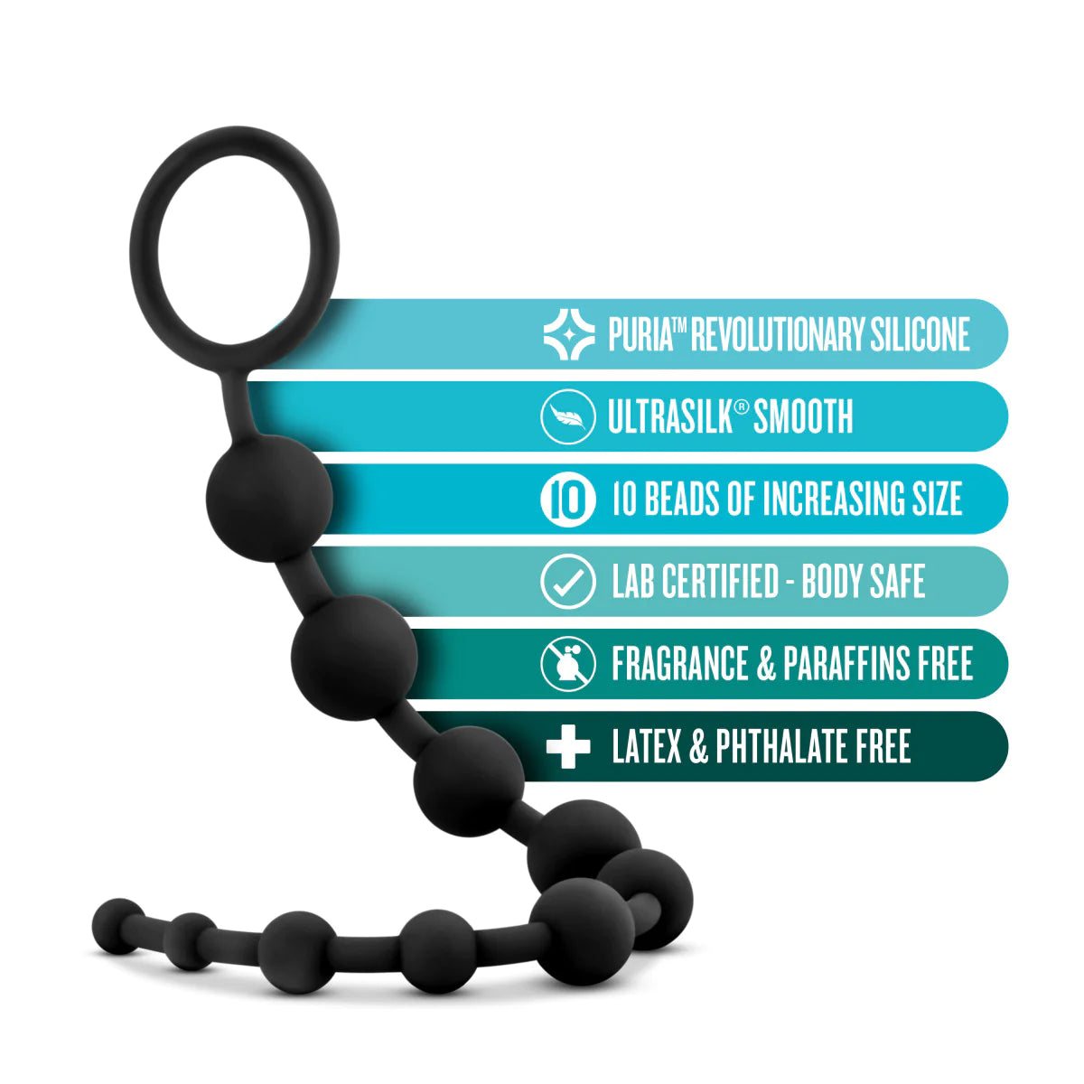 Anal Adventures Platinum Black 12.5-Inch Anal Beads