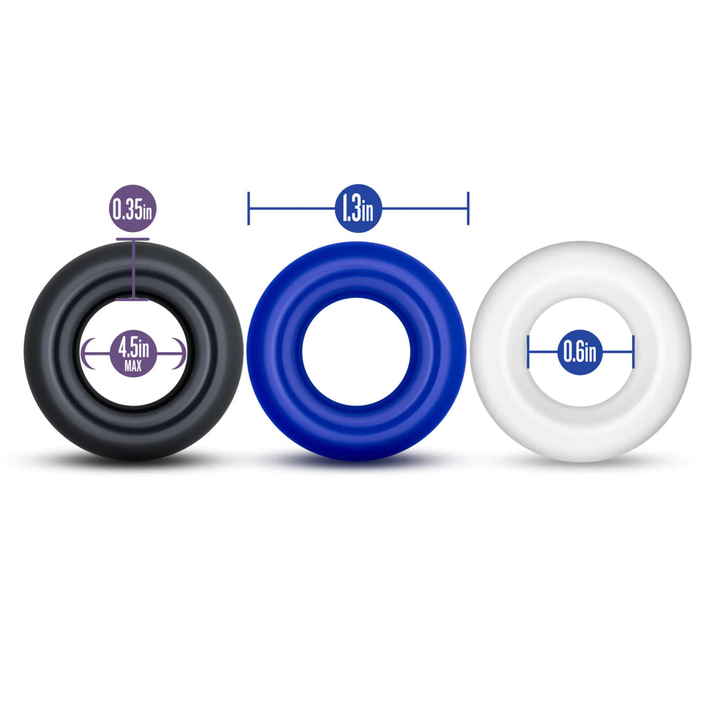 Stay Hard Assorted Colors Donut Penis Rings 3-Pack