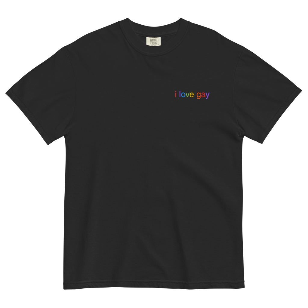 I Love Gay Embroidered T-Shirt - Black