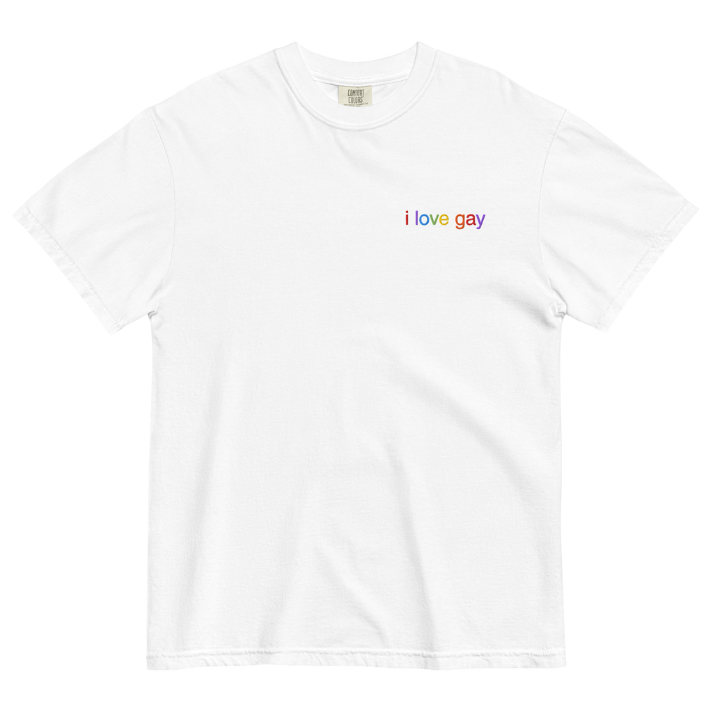 I Love Gay Embroidered T-Shirt - White