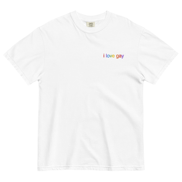 I Love Gay Embroidered T-Shirt - White