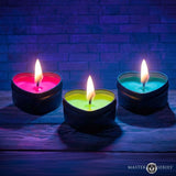 Burning Heart Blacklight Reactive Heart Drip Candle Set of 3
