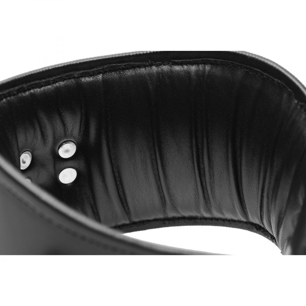 Strict Leather Padded Leather Locking Posture Collar