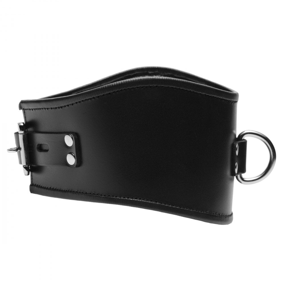 Strict Leather Padded Leather Locking Posture Collar