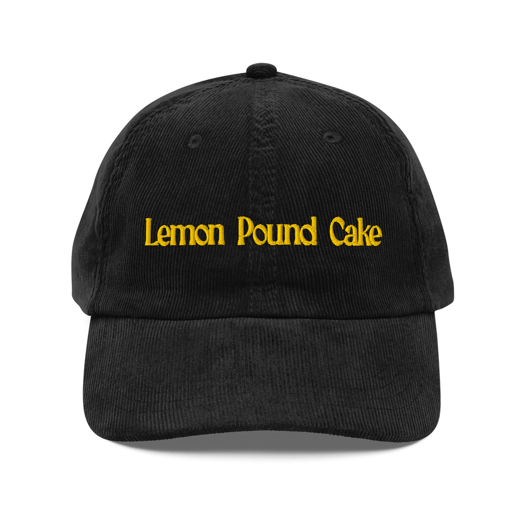 Lemon Pound Cake Embroidered Corduroy Hat - Black