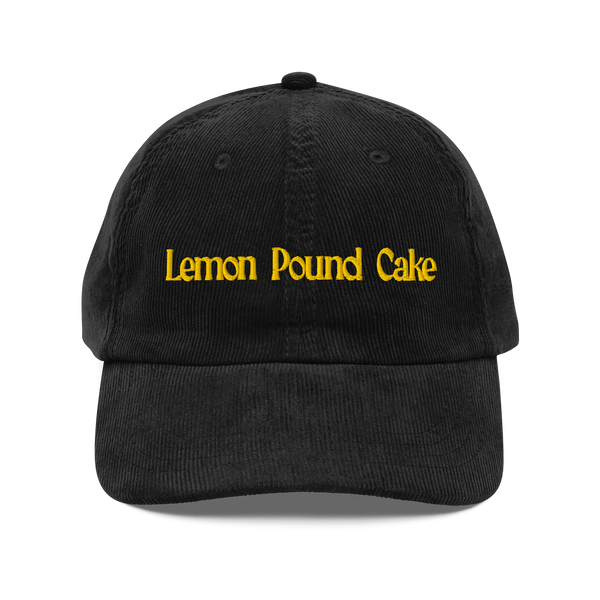 Lemon Pound Cake Embroidered Corduroy Hat - Black