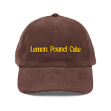 Lemon Pound Cake Embroidered Corduroy Hat - Brown