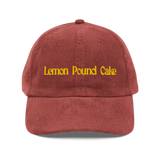 Lemon Pound Cake Embroidered Corduroy Hat - Burgundy