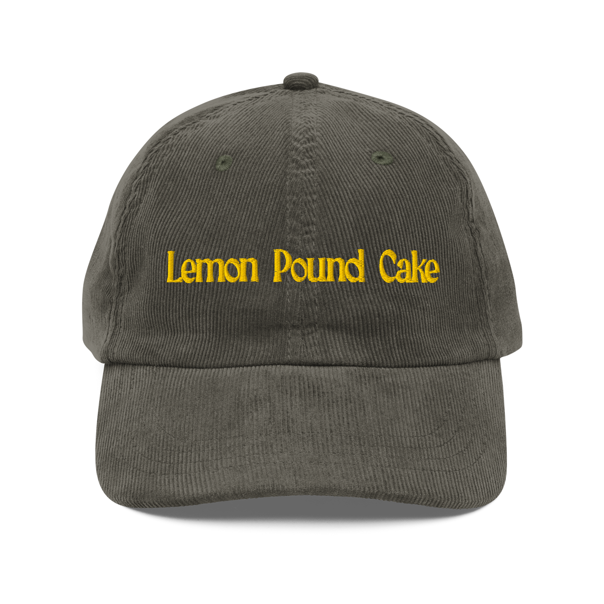 Lemon Pound Cake Embroidered Corduroy Hat - Olive
