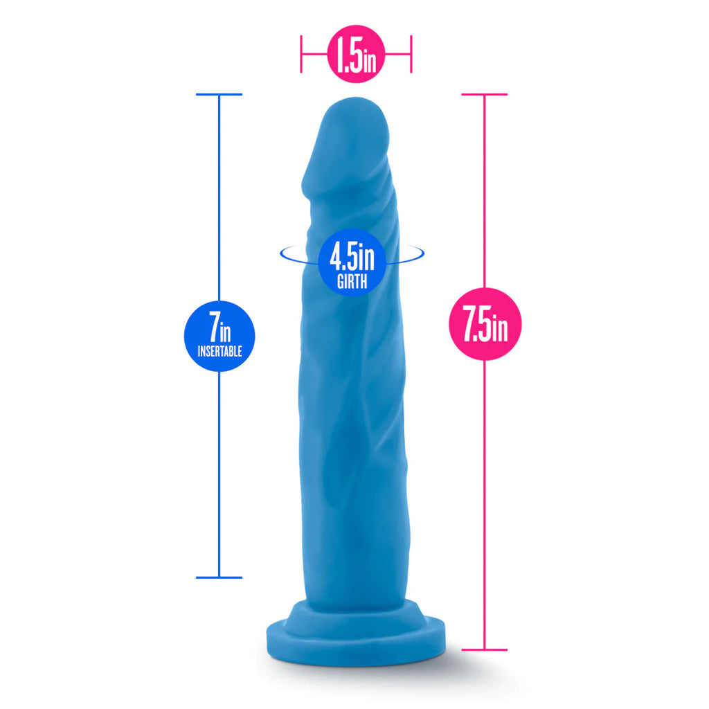 Neo Realistic Neon Blue 7.5-Inch Long Dildo