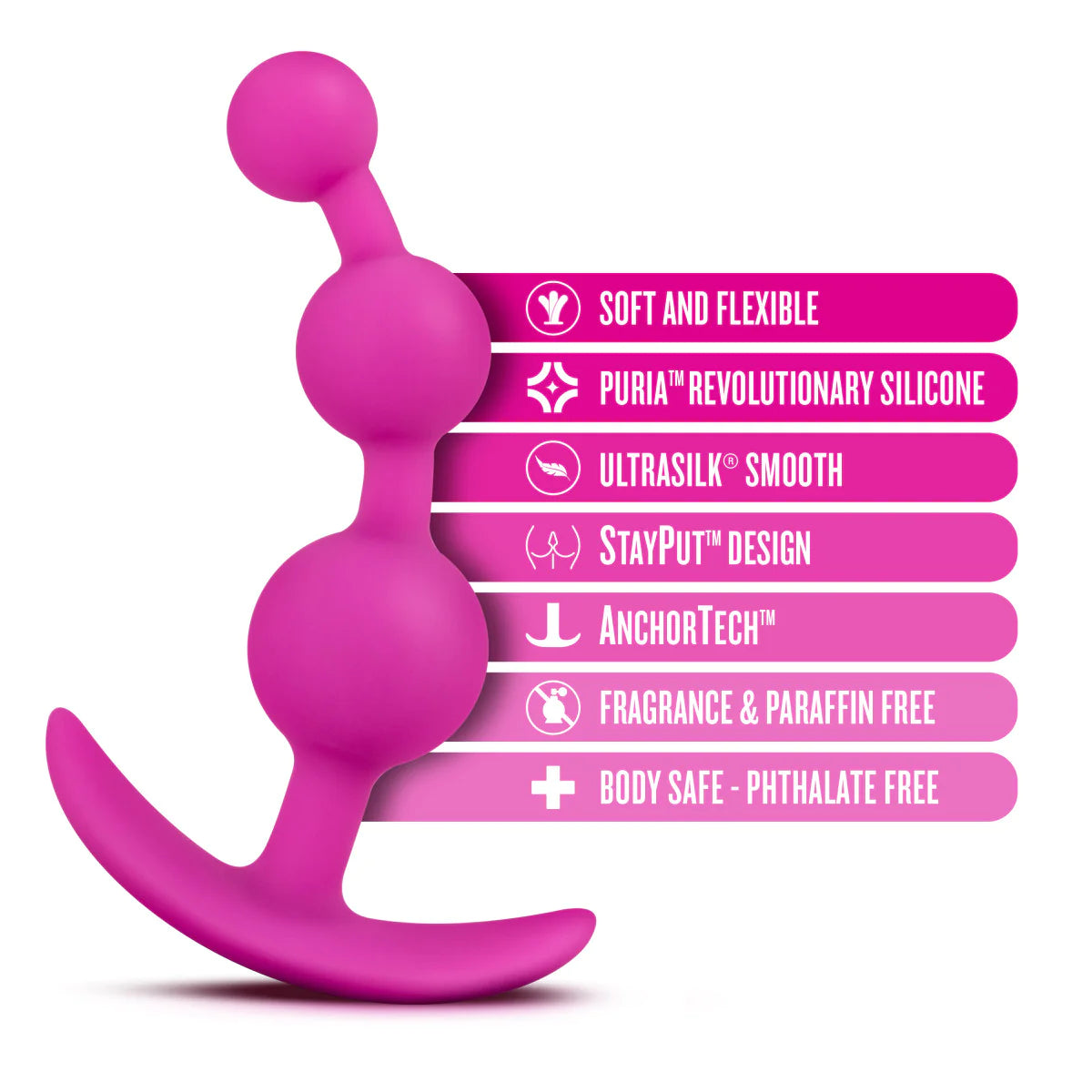 Luxe Be Me 3 Fuchsia 5.25-Inch Anal Plug With Handle