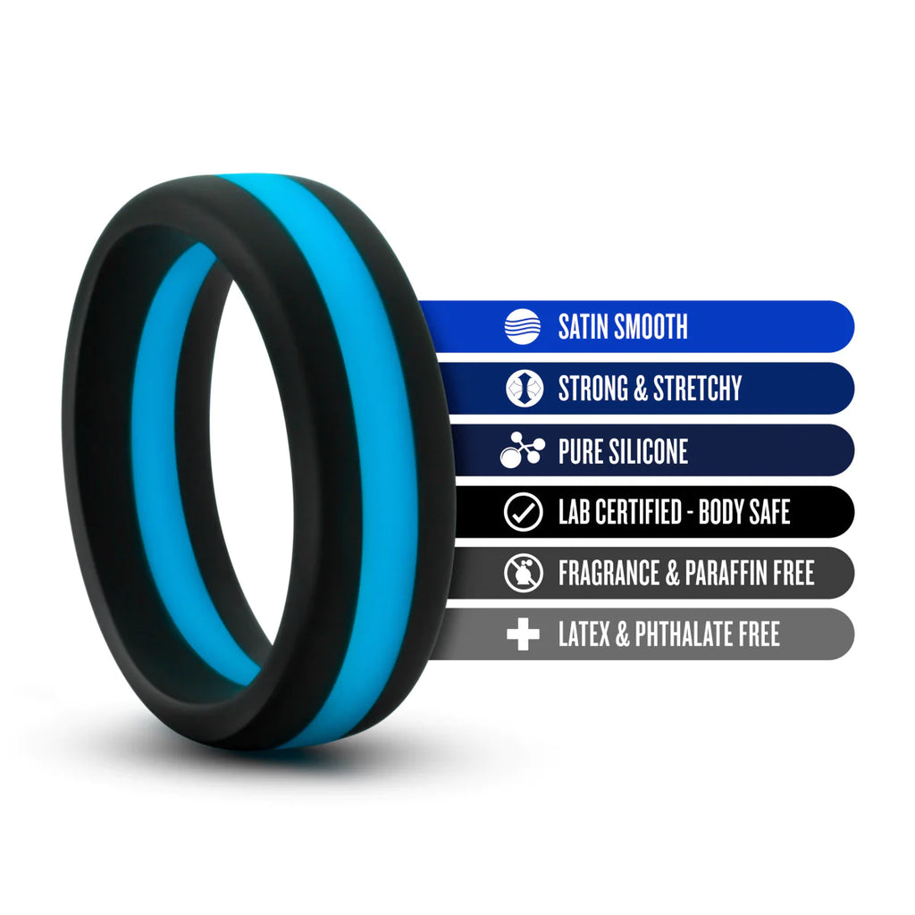 Performance Pro: Blue & Black Penis Ring