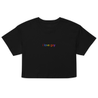 I Love Gay Embroidered Crop Top - Black