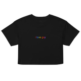 I Love Gay Embroidered Crop Top - Black