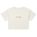 I Love Gay Embroidered Crop Top - Ecru