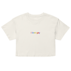 I Love Gay Embroidered Crop Top - Ecru