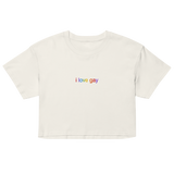 I Love Gay Embroidered Crop Top - Ecru