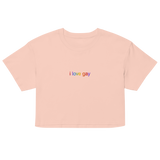 I Love Gay Embroidered Crop Top - Pale Pink
