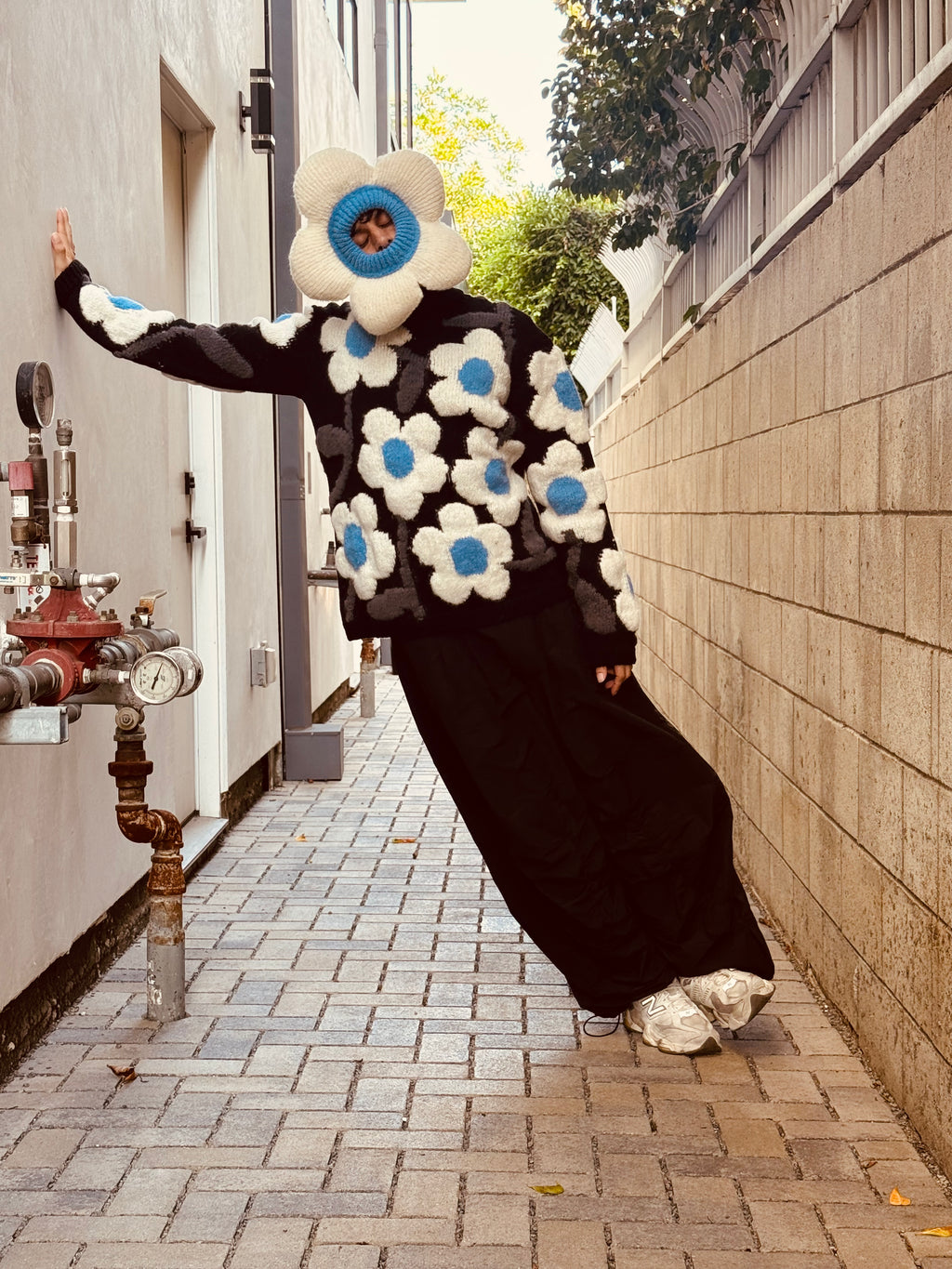 WALTER VAN BEIRENDONCK FLOWER BALACLAVA OFF-WHITE
