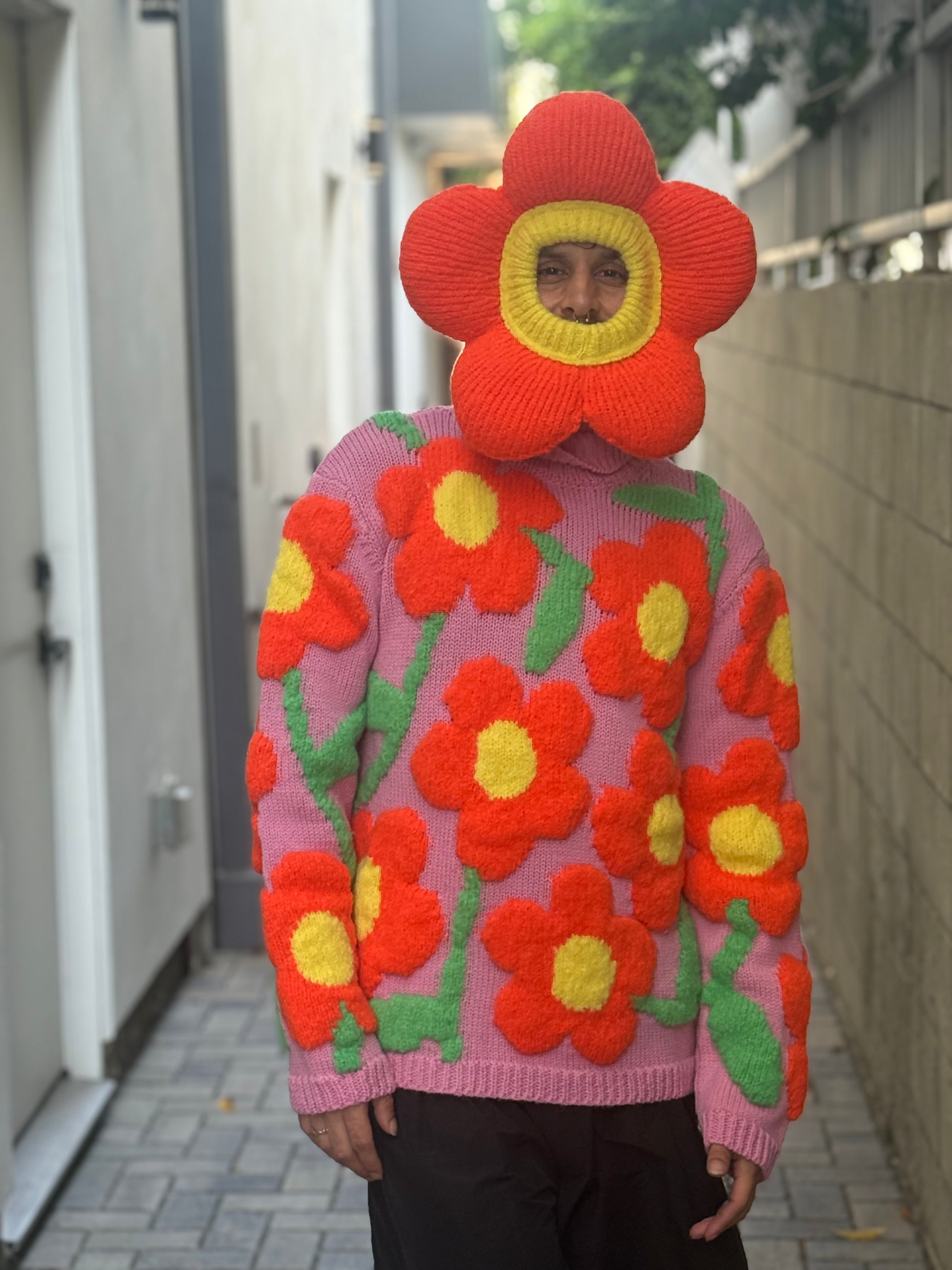 WALTER VAN BEIRENDONCK FLOWER BALACLAVA ORANGE