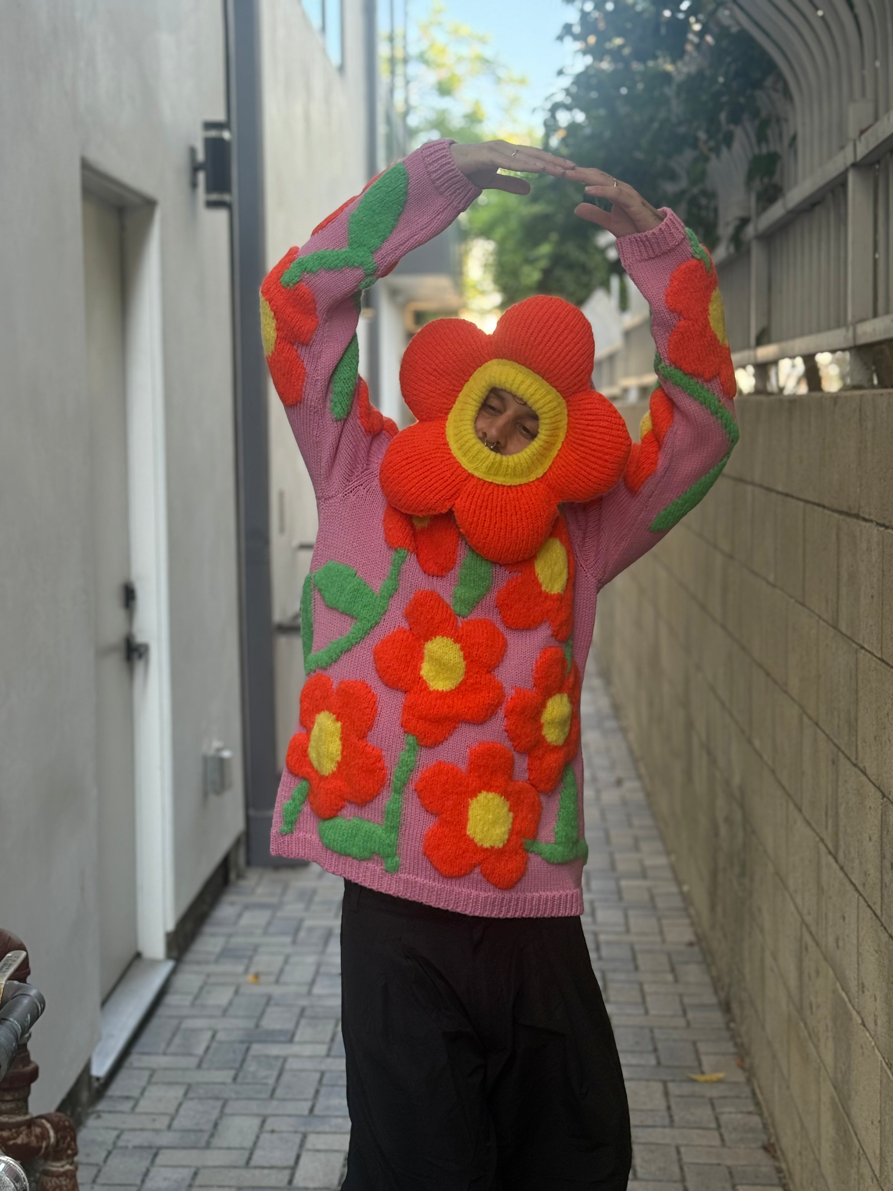 WALTER VAN BEIRENDONCK FLOWER BALACLAVA ORANGE