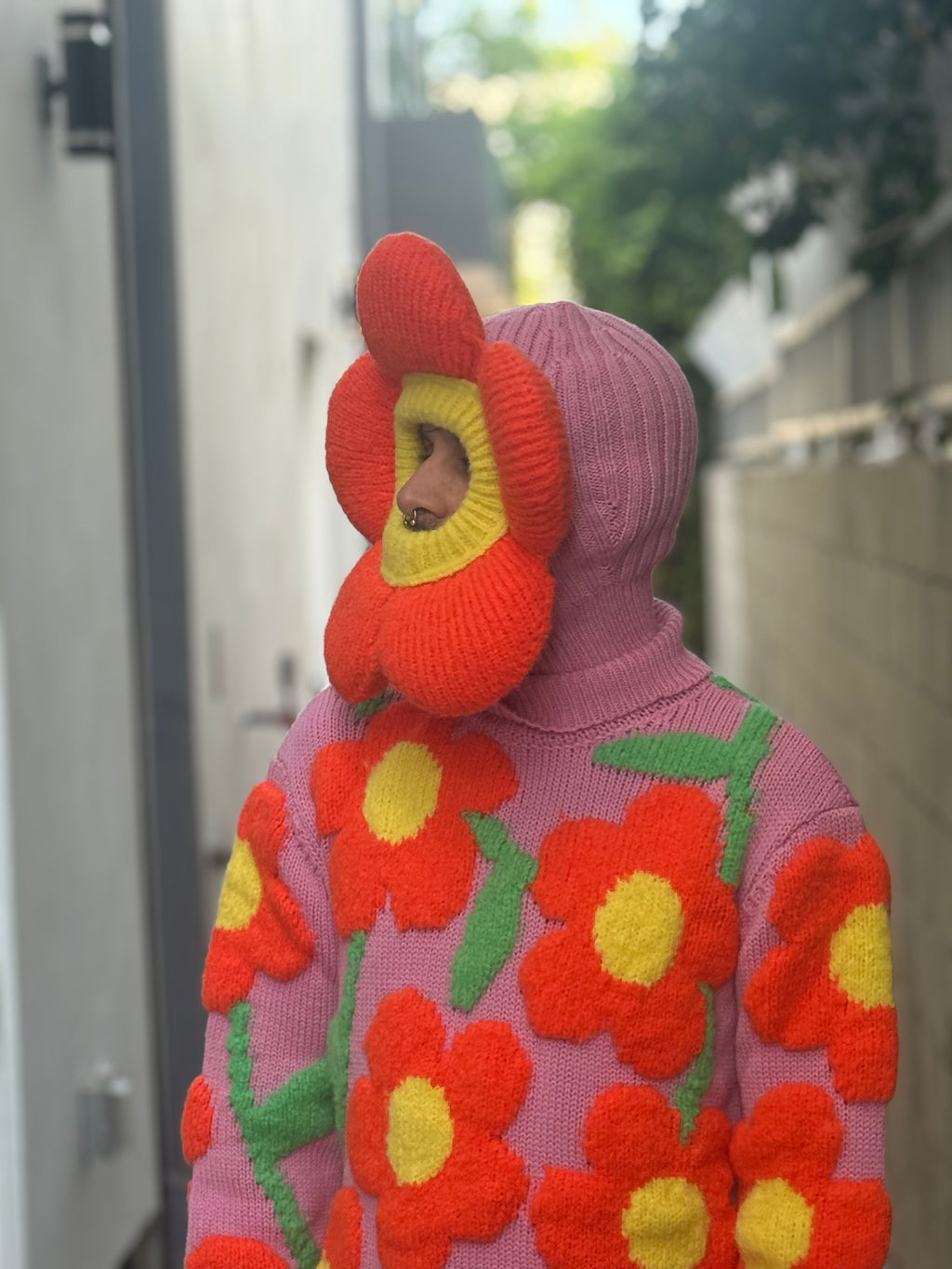 WALTER VAN BEIRENDONCK FLOWER BALACLAVA ORANGE