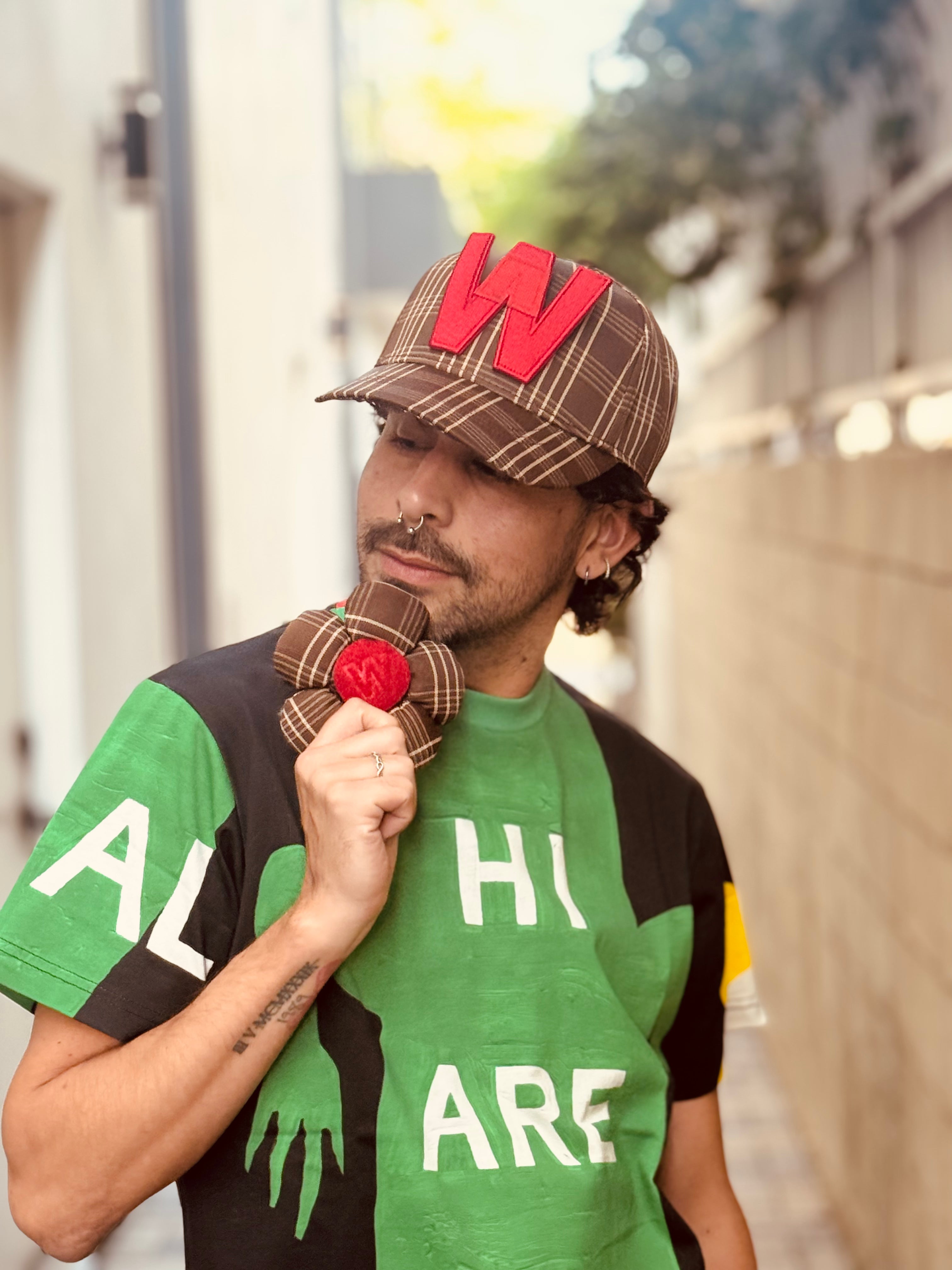 WALTER VAN BEIRENDONCK FLOWER CAP BROWN CHECK
