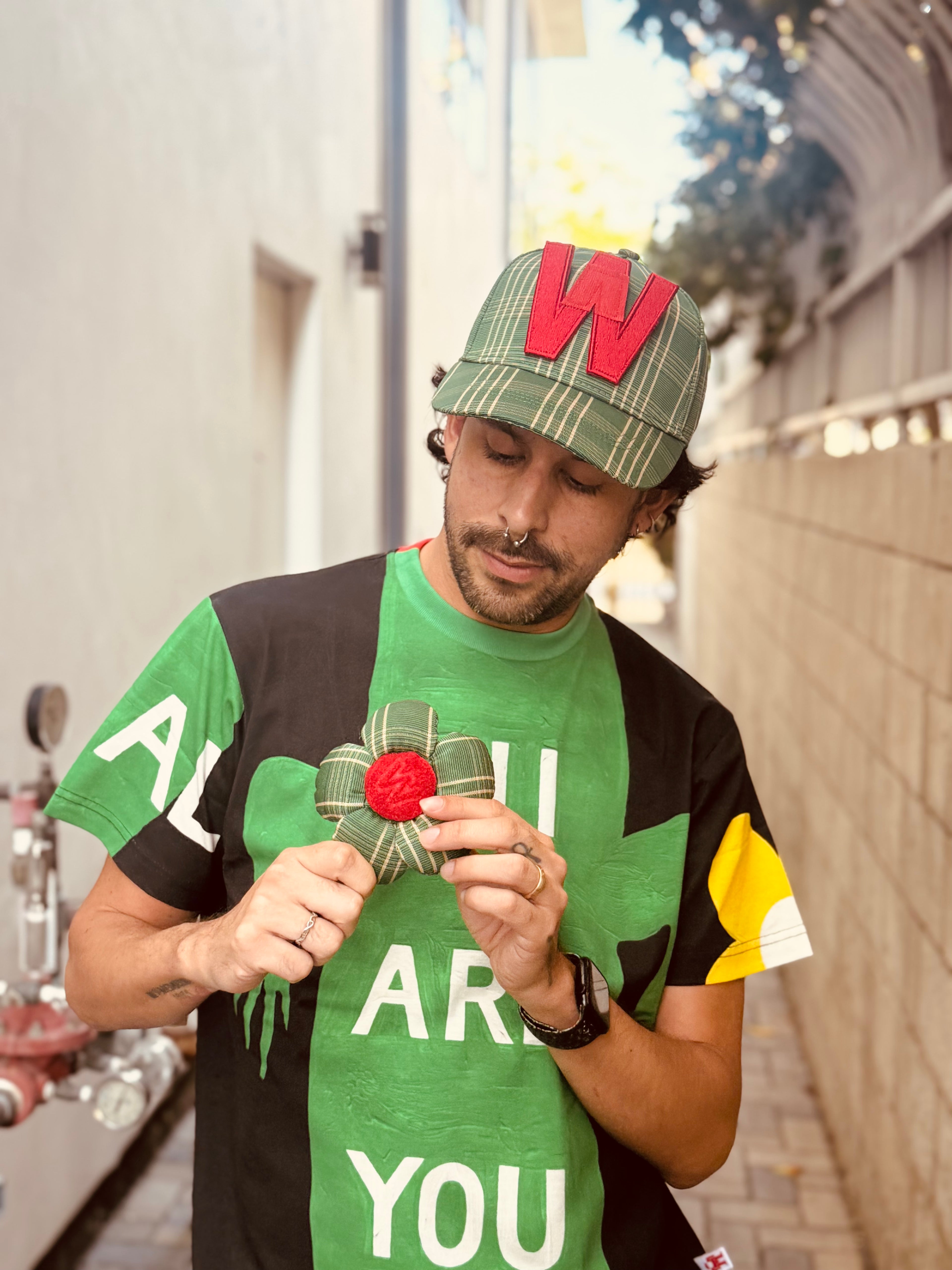 WALTER VAN BEIRENDONCK FLOWER CAP FERN GREEN CHECK
