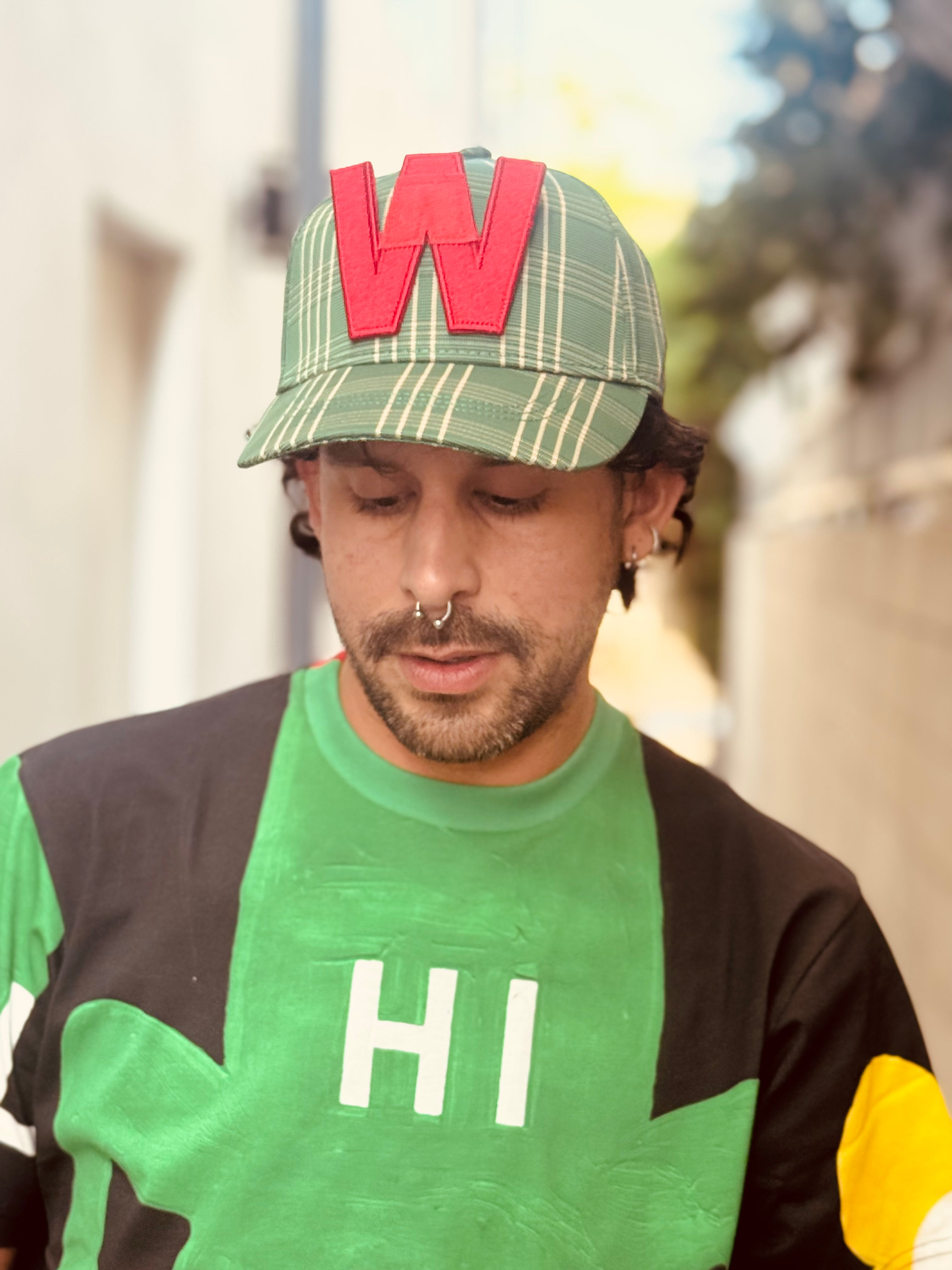 WALTER VAN BEIRENDONCK FLOWER CAP FERN GREEN CHECK