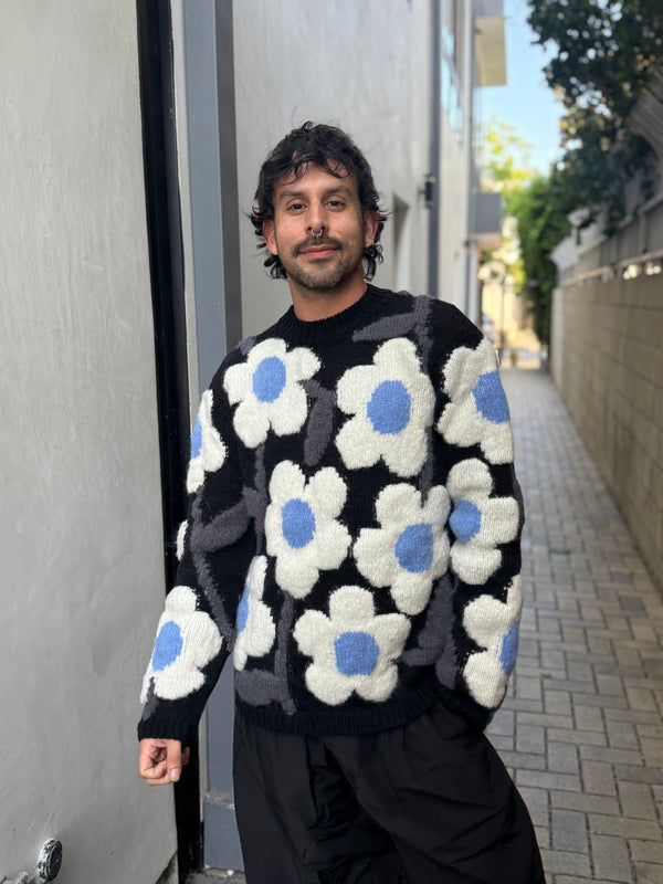 WALTER VAN BEIRENDONCK FLOWER POWER KNIT BLACK