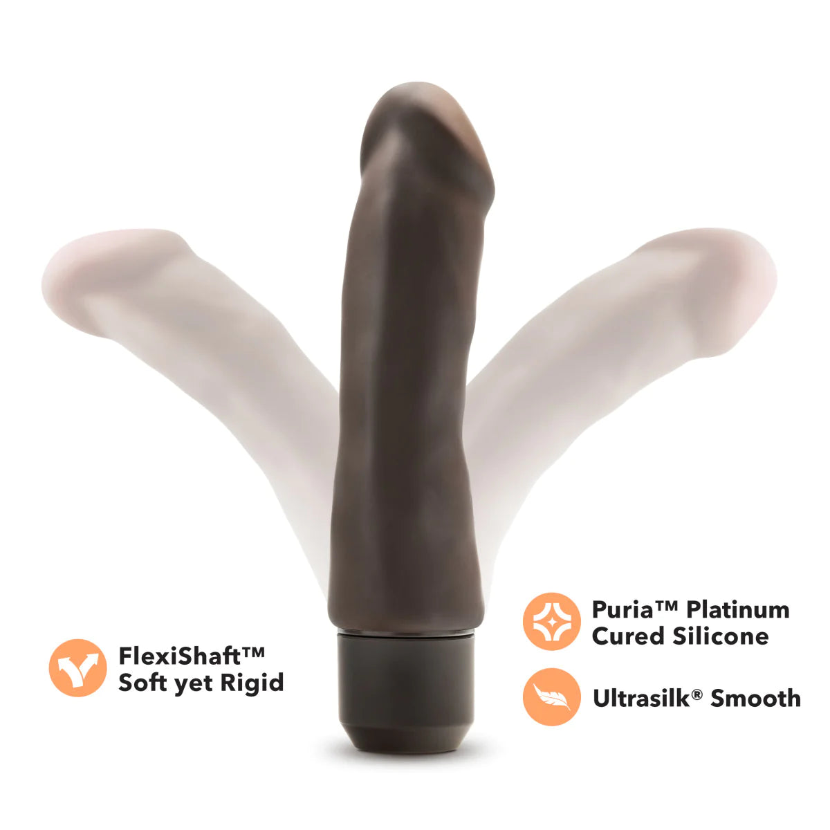 Dr. Skin Silicone Brown 7.75-Inch Long Vibrating Dildo