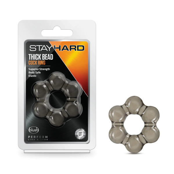 Stay Hard Thick Beaded Black Penis Ring