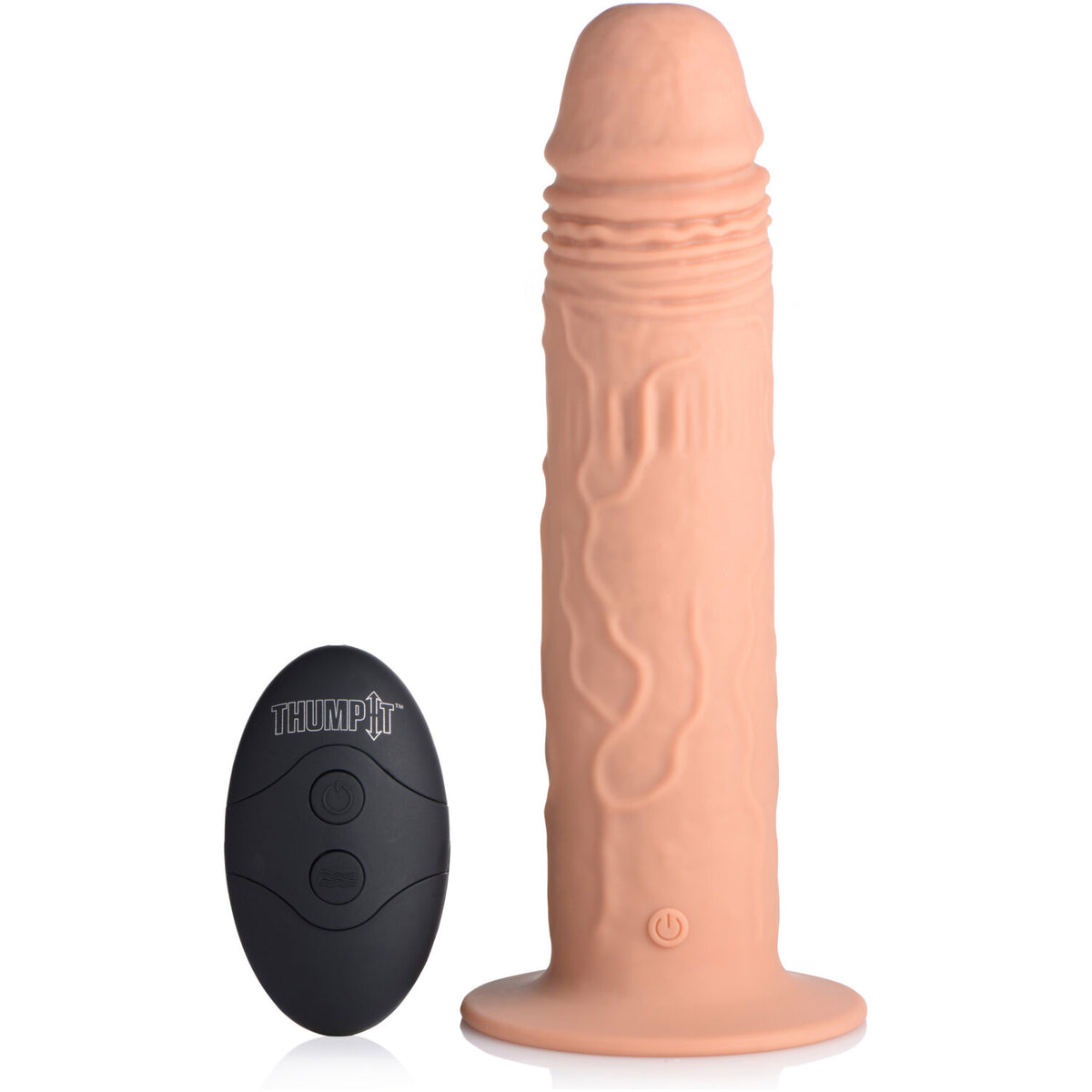 THUMP IT 7X Remote Control Vibrating + Thumping Dildo - Medium