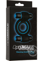 OptiMALE Silicone Vibrating Double Cock Ring With Dual Bullets - Black