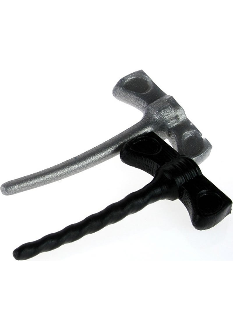 Oxballs Cock Screws Silicone Penis Plugs Black and Zinc 2 Each Per Pack