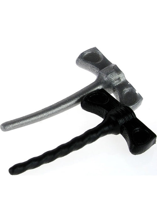 Oxballs Cock Screws Silicone Penis Plugs Black and Zinc 2 Each Per Pack