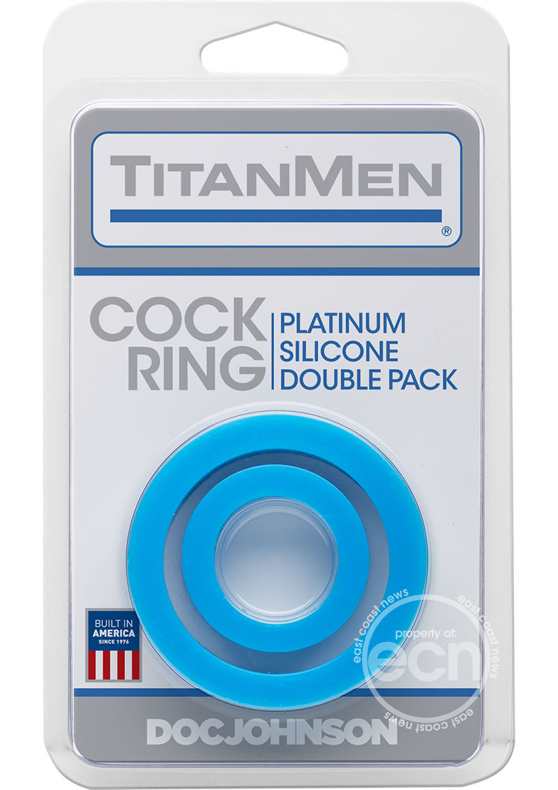 TitanMen Platimum Silicone Cock Rings (2 Piece Kit) - Blue