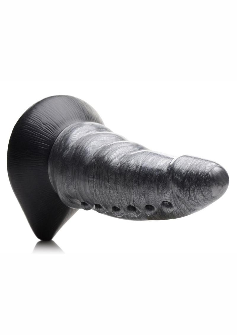 Creature Cocks Beastly Tapered Bumpy Silicone Dildo 8.25in - Silver/Black