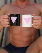 Pink triangle mug in white
