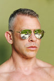 TOM OF FINLAND SUNGLASSES SILVER WITH SILVER LENSES