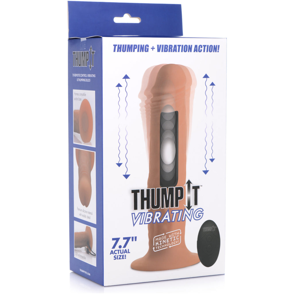 THUMP IT 7X Remote Control Vibrating + Thumping Dildo - Medium