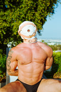 Total Sensory Deprivation White Leather Hood - Medium/Large  by Strict Leather