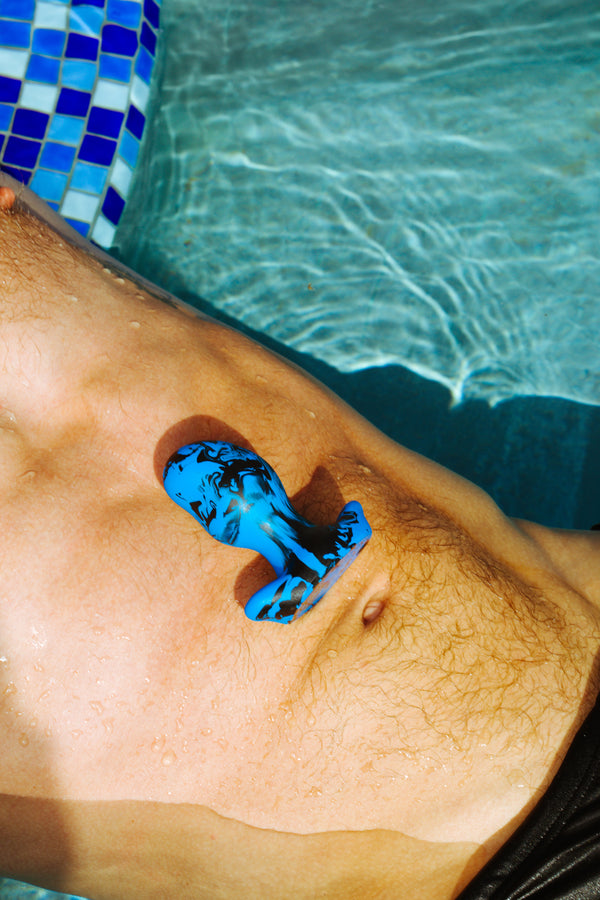 Oxballs Silicone Butt Plug Police Blue Swirl Small