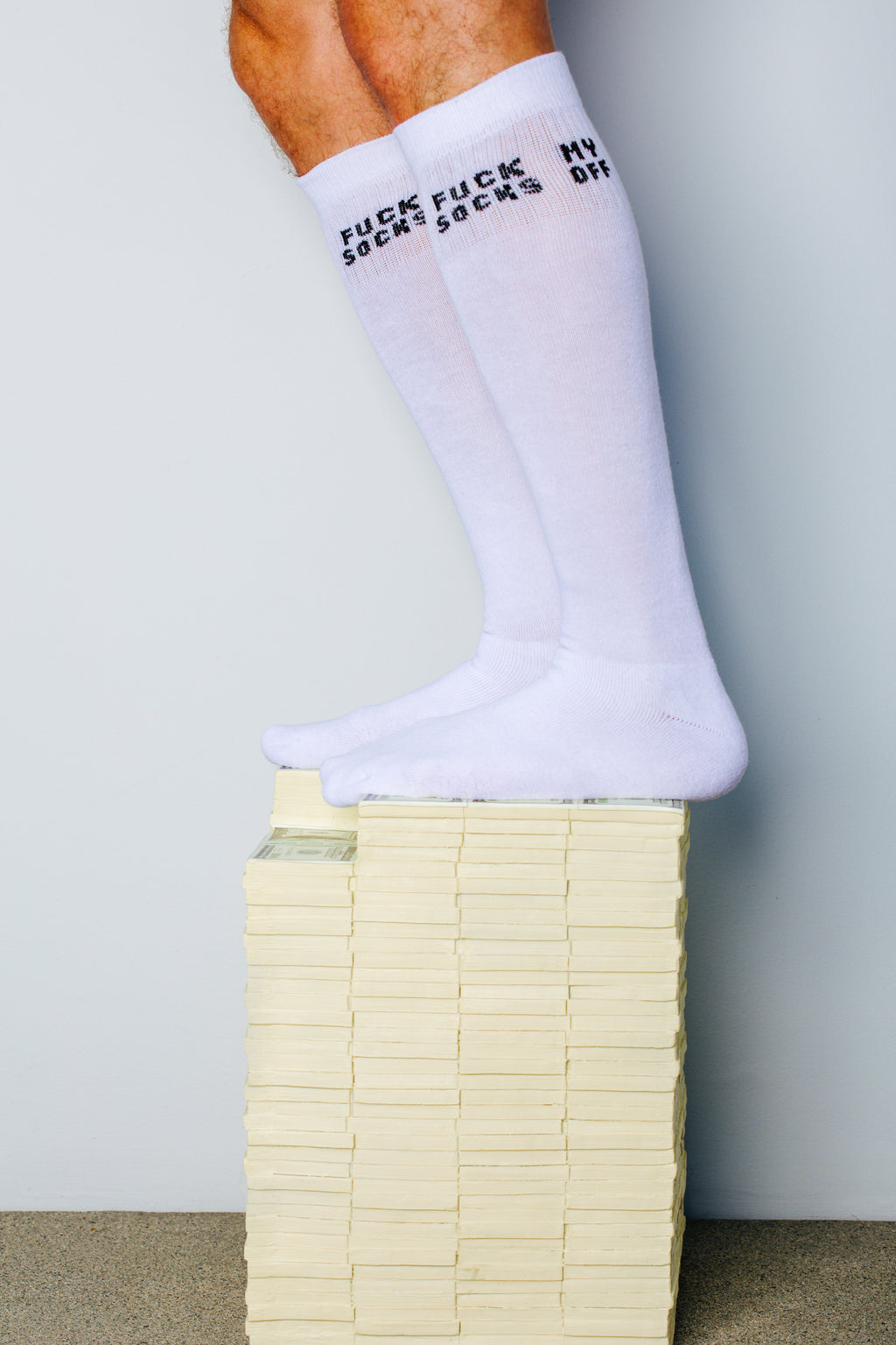 FUCK MY SOCKS OFF SOCKS Knee High White