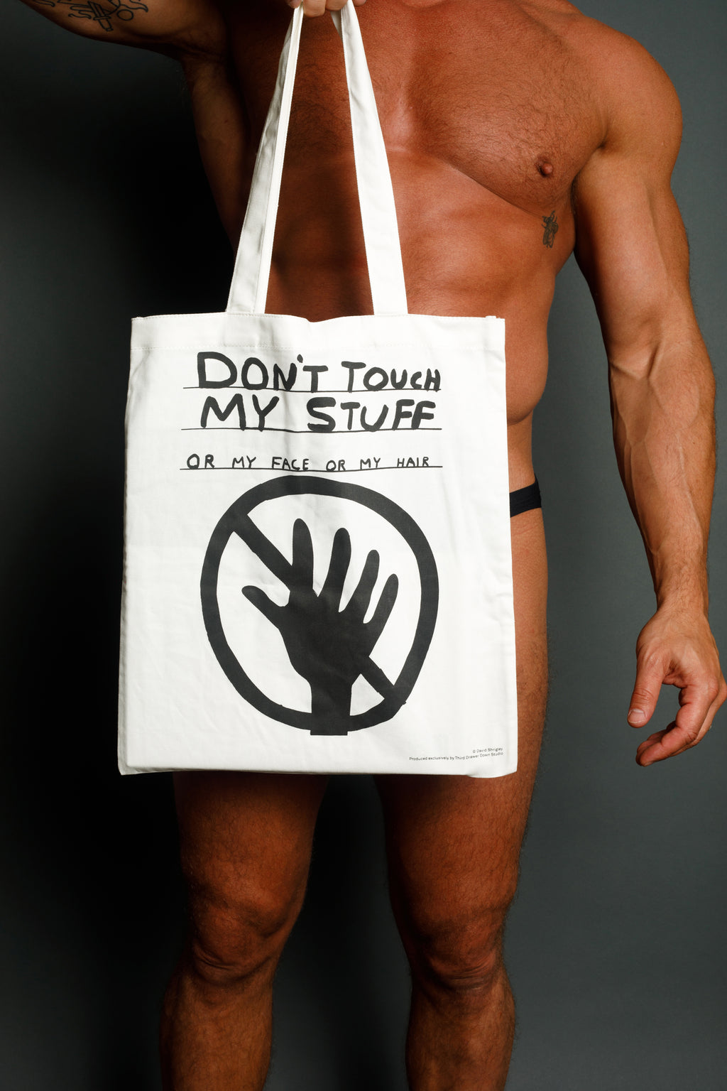 Don't Touch My Stuff Tote Bag by Third Drawer Down x David Shrigley