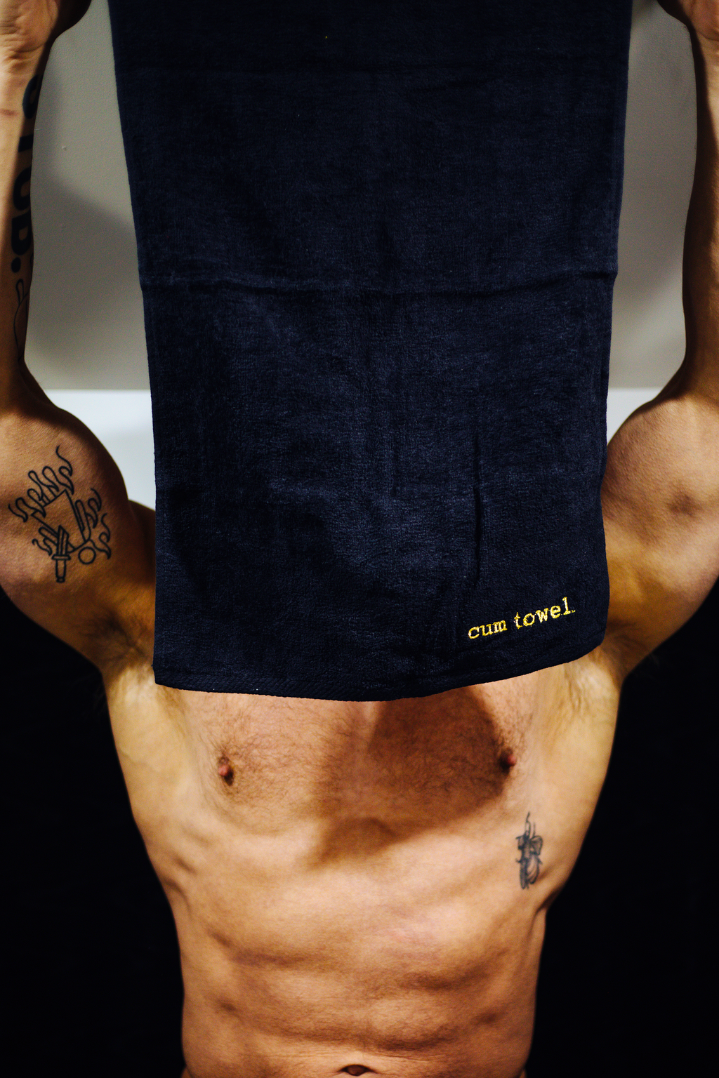 Embroidered Cum Towel Black