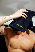 Embroidered Cum Towel Black